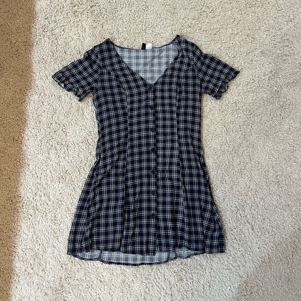 H&M Navy Plaid Dress